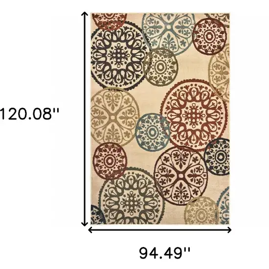 Beige Geometric Power Loom Stain Resistant Area Rug Photo 10