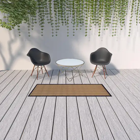 Beige Geometric Stain Resistant Indoor Outdoor Area Rug Photo 3