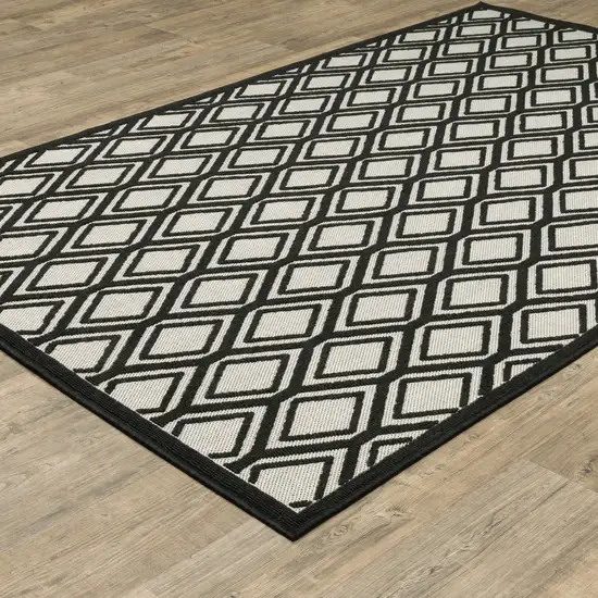 Beige Geometric Stain Resistant Indoor Outdoor Area Rug Photo 6