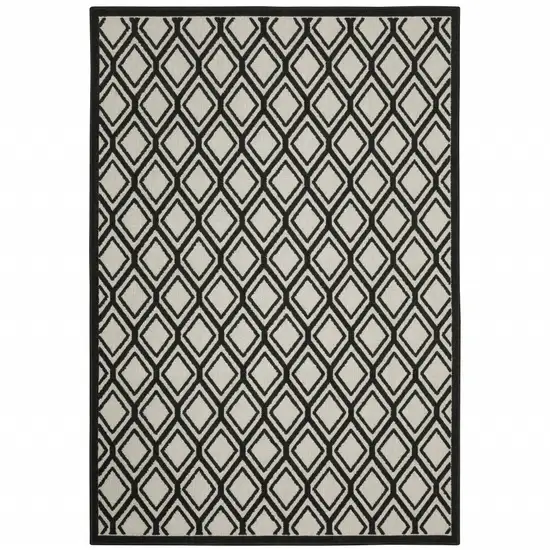 Beige Geometric Stain Resistant Indoor Outdoor Area Rug Photo 1