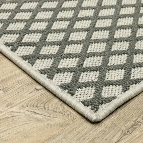 Beige Geometric Stain Resistant Indoor Outdoor Area Rug Photo 3