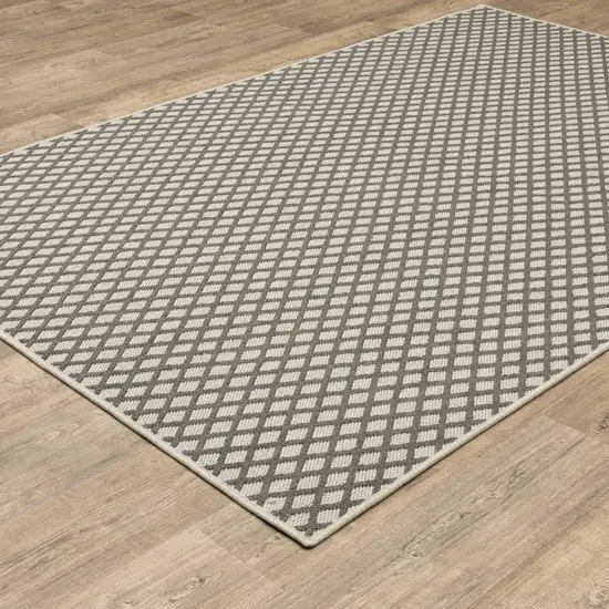 Beige Geometric Stain Resistant Indoor Outdoor Area Rug Photo 4