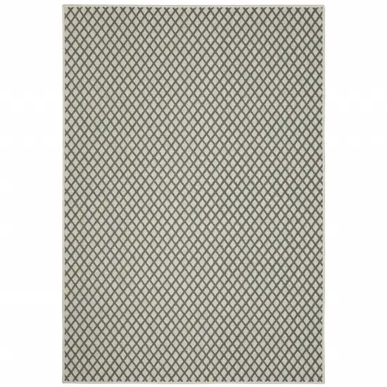 Beige Geometric Stain Resistant Indoor Outdoor Area Rug Photo 1