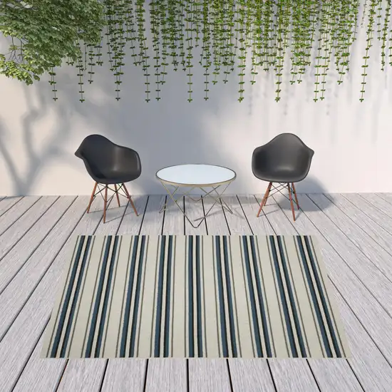 Beige Geometric Stain Resistant Indoor Outdoor Area Rug Photo 2