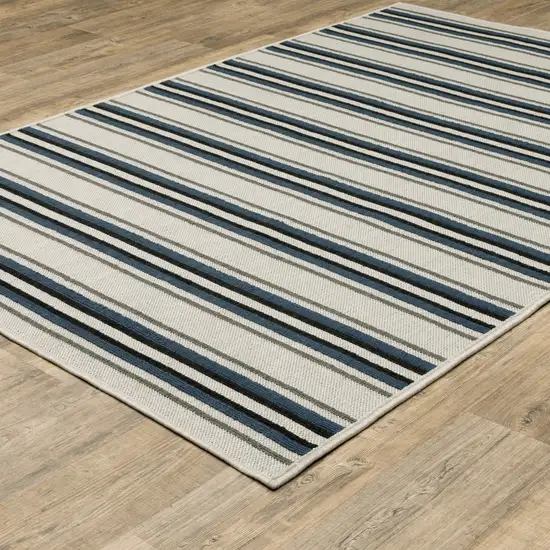 Beige Geometric Stain Resistant Indoor Outdoor Area Rug Photo 7