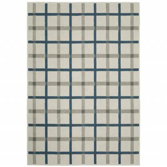 Beige Geometric Stain Resistant Indoor Outdoor Area Rug Photo 1