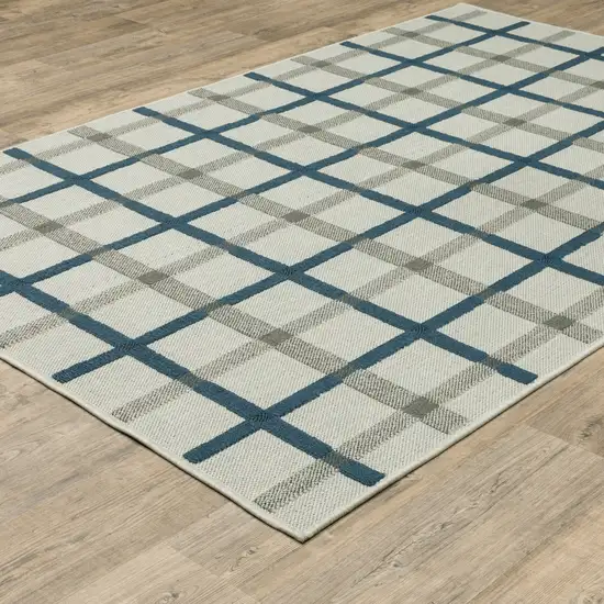 Beige Geometric Stain Resistant Indoor Outdoor Area Rug Photo 6