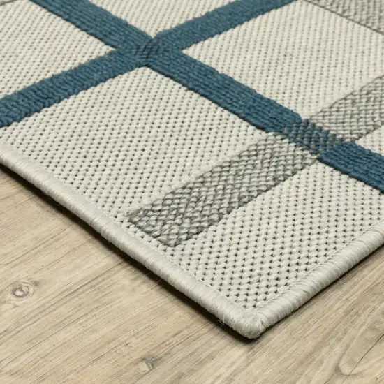 Beige Geometric Stain Resistant Indoor Outdoor Area Rug Photo 4