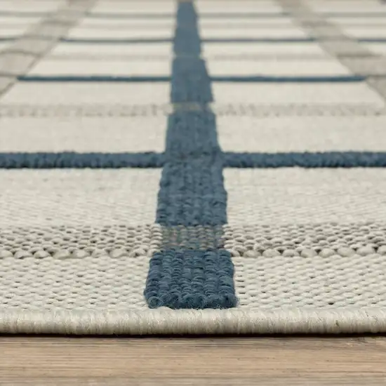 Beige Geometric Stain Resistant Indoor Outdoor Area Rug Photo 5