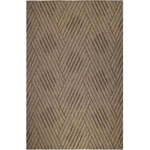 Photo of Beige Geometric Stain Resistant Indoor Outdoor Area Rug