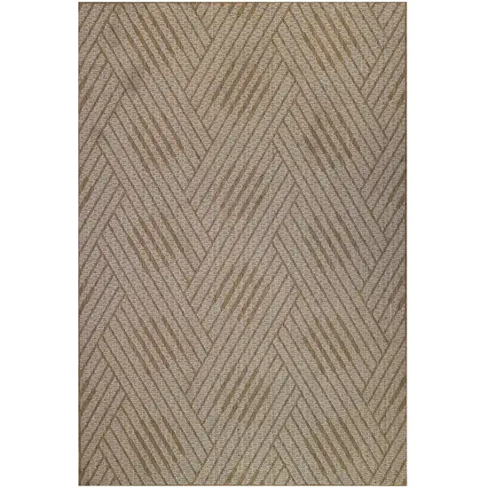 Beige Geometric Stain Resistant Indoor Outdoor Area Rug Photo 2