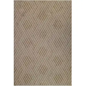 Photo of Beige Geometric Stain Resistant Indoor Outdoor Area Rug