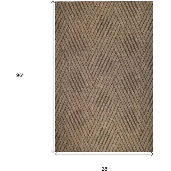 Beige Geometric Stain Resistant Indoor Outdoor Runner Rug Photo 5