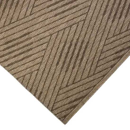 Beige Geometric Stain Resistant Indoor Outdoor Runner Rug Photo 3