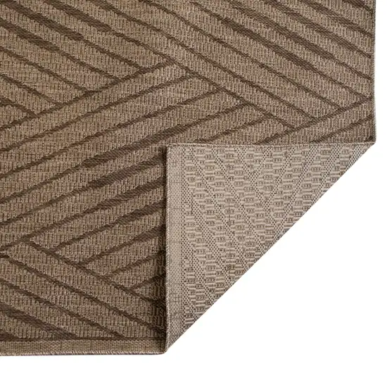 Beige Geometric Stain Resistant Indoor Outdoor Runner Rug Photo 4