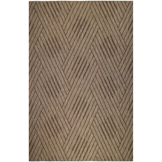 Beige Geometric Stain Resistant Indoor Outdoor Runner Rug Photo 2