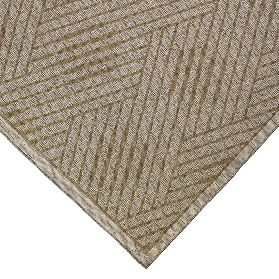 Beige Geometric Stain Resistant Indoor Outdoor Runner Rug Photo 3