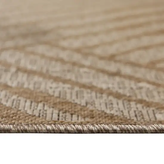 Beige Geometric Stain Resistant Indoor Outdoor Runner Rug Photo 7