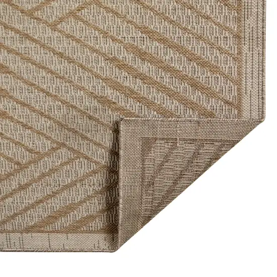 Beige Geometric Stain Resistant Indoor Outdoor Runner Rug Photo 4