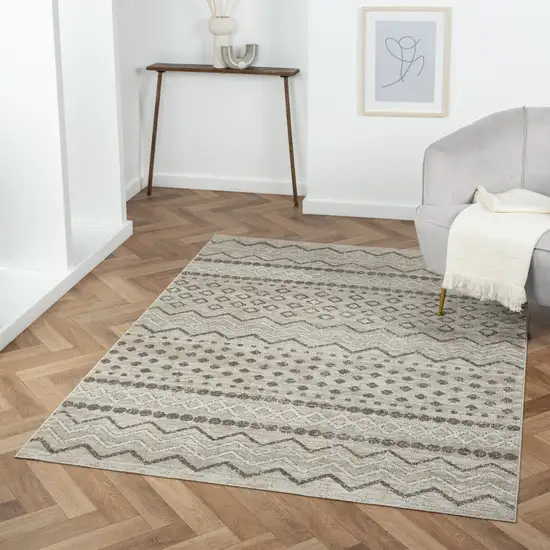 Beige Geometric Washable Area Rug Photo 8