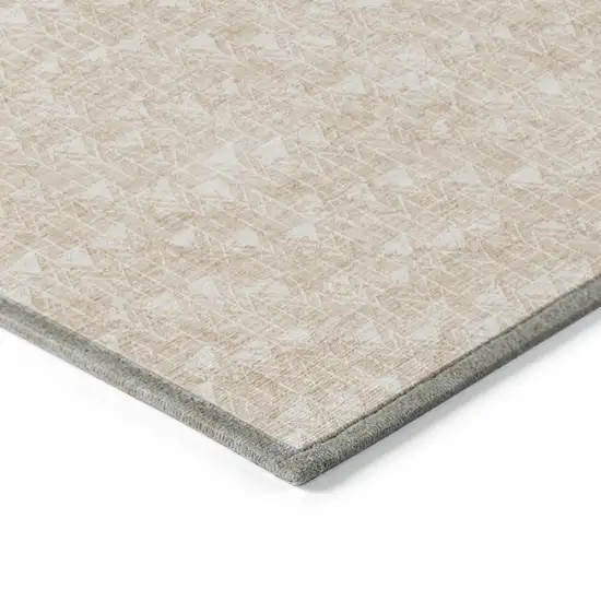 Beige Geometric Washable Indoor Outdoor Runner Rug Photo 7