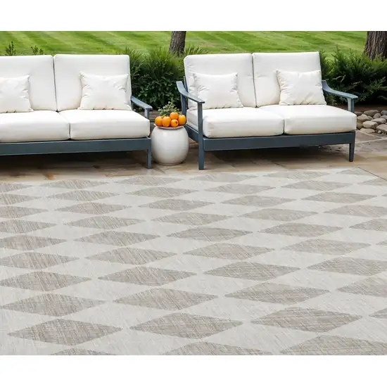 Beige Geometric Washable Non Skid Indoor Outdoor Area Rug Photo 1