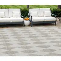 Photo of Beige Geometric Washable Non Skid Indoor Outdoor Area Rug