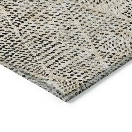 Beige Geometric Washable Non Skid Indoor Outdoor Area Rug Photo 5