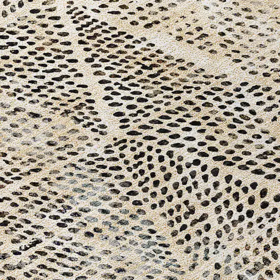 Beige Ivory And Black Geometric Washable Indoor Outdoor Area Rug Photo 9