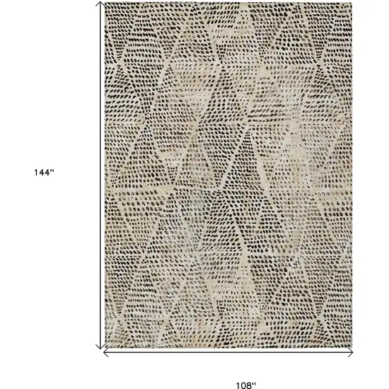 Beige Geometric Washable Non Skid Indoor Outdoor Area Rug Photo 3