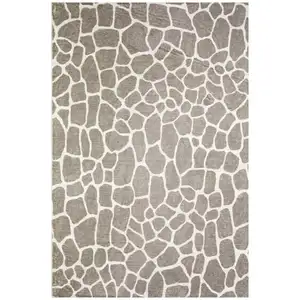 Photo of Beige Giraffe Print Shag Handmade Non Skid Area Rug