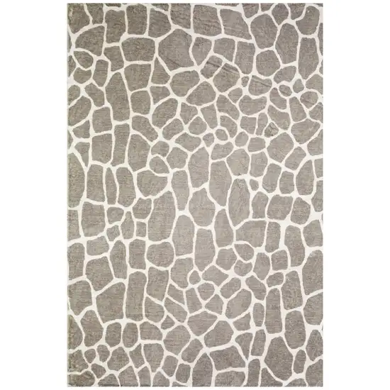 Beige Giraffe Print Shag Handmade Non Skid Area Rug Photo 1