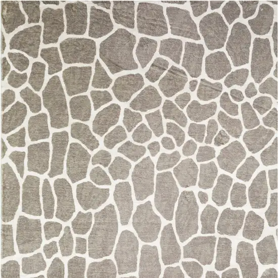 Beige Giraffe Print Shag Handmade Non Skid Area Rug Photo 4