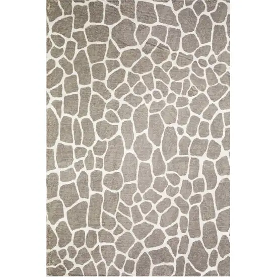 Beige Giraffe Print Shag Handmade Non Skid Area Rug Photo 5