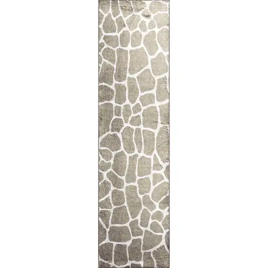 Beige Giraffe Print Shag Handmade Non Skid Runner Rug Photo 5