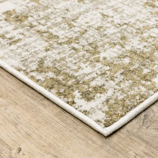 Beige Gold And Grey Abstract Power Loom Stain Resistant Area Rug Photo 4