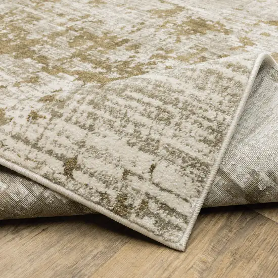 Beige Gold And Grey Abstract Power Loom Stain Resistant Area Rug Photo 8