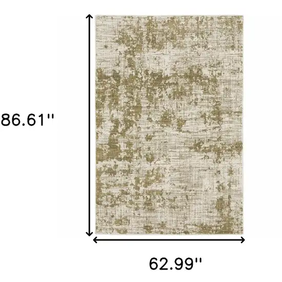 Beige Gold And Grey Abstract Power Loom Stain Resistant Area Rug Photo 10