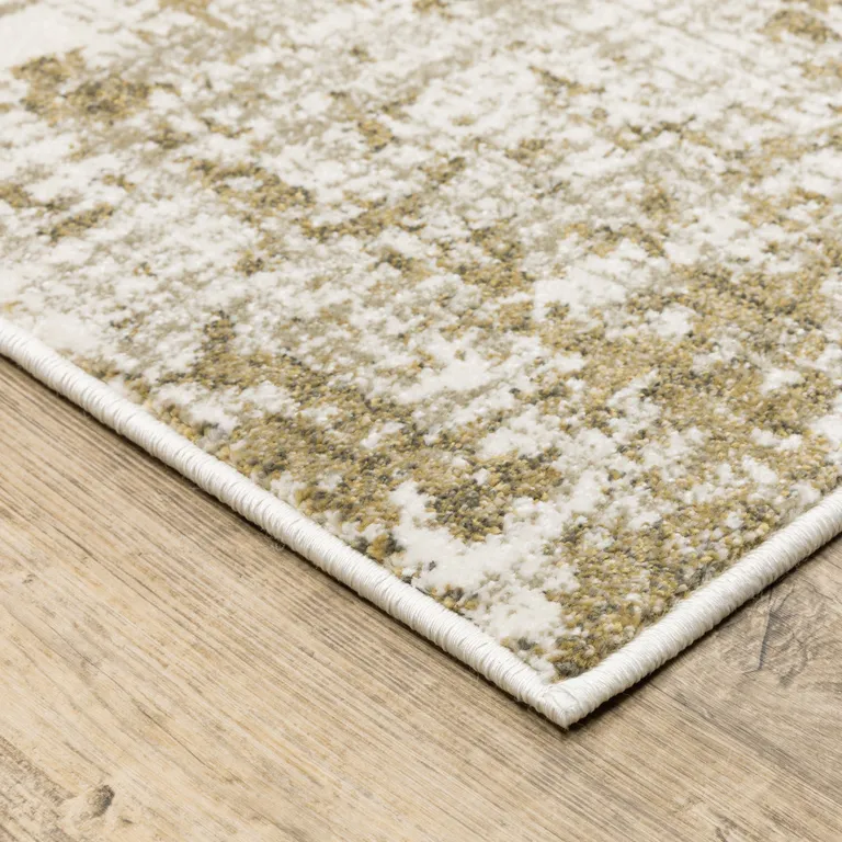 Beige Gold And Grey Abstract Power Loom Stain Resistant Area Rug Photo 4