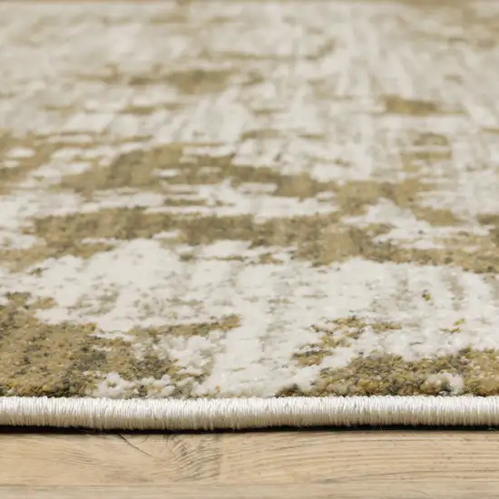 Beige Gold And Grey Abstract Power Loom Stain Resistant Area Rug Photo 9