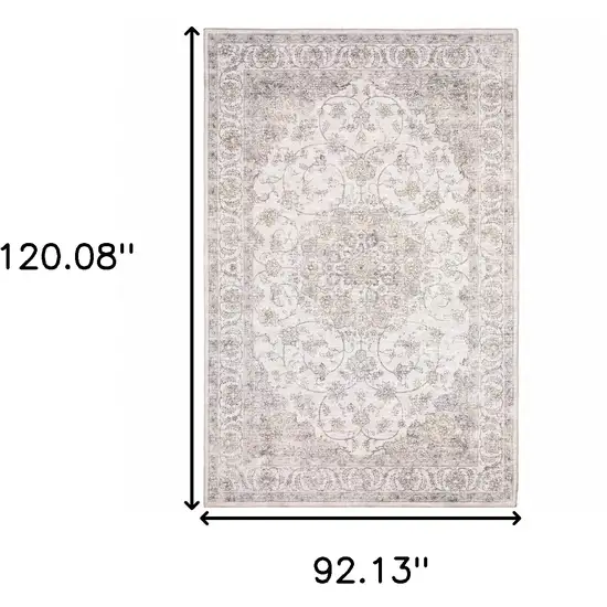 Beige and Ivory Oriental Power Loom Area Rug Photo 3