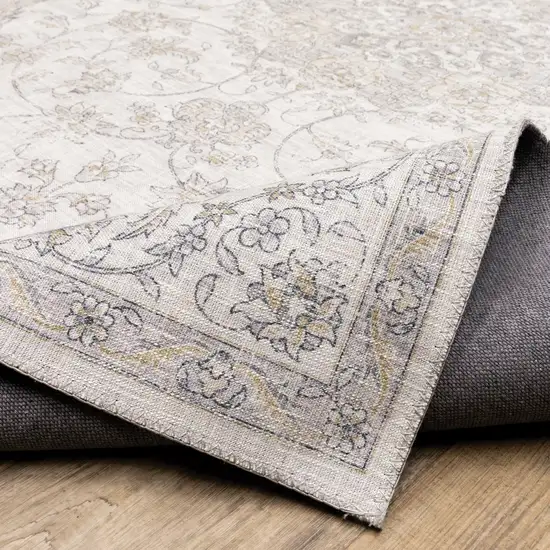 Beige Gold And Grey Oriental Power Loom Stain Resistant Runner Rug Photo 8