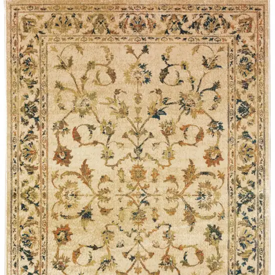 Beige Gold And Teal Oriental Power Loom Stain Resistant Area Rug Photo 4