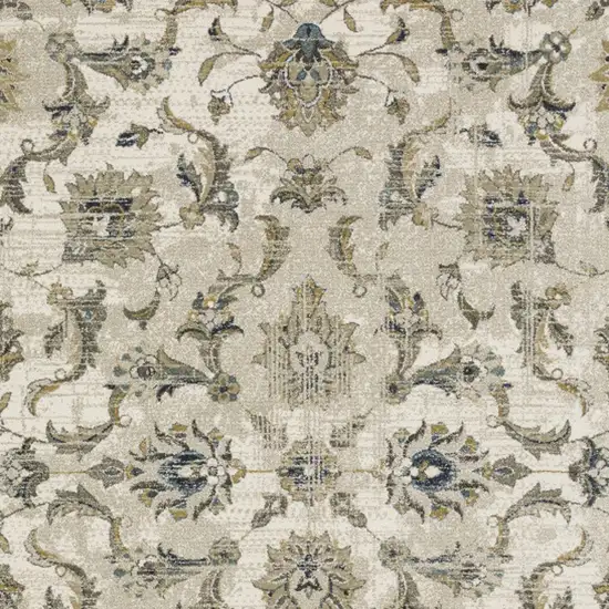 Beige Gold Blue And Grey Oriental Power Loom Stain Resistant Area Rug Photo 3