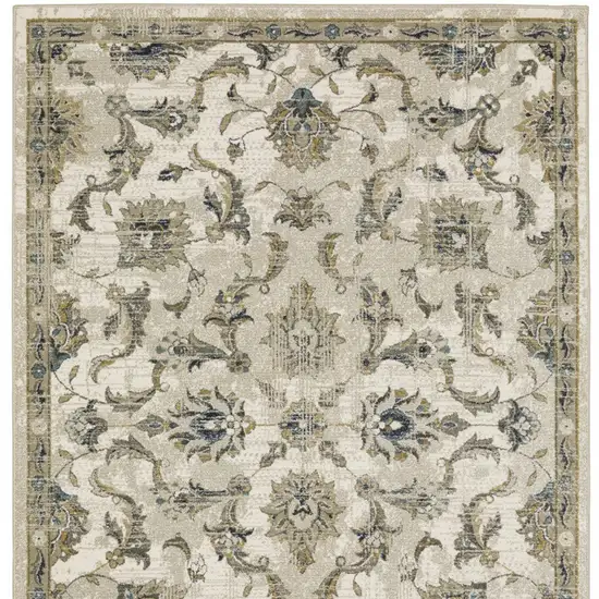 Beige Gold Blue And Grey Oriental Power Loom Stain Resistant Area Rug Photo 4