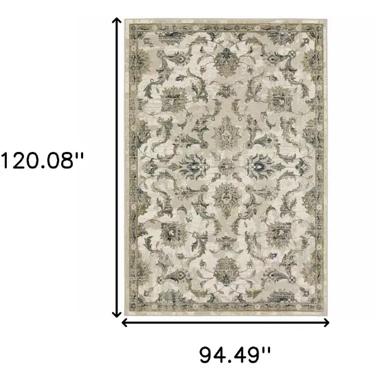 Beige Gold Blue And Grey Oriental Power Loom Stain Resistant Area Rug Photo 10