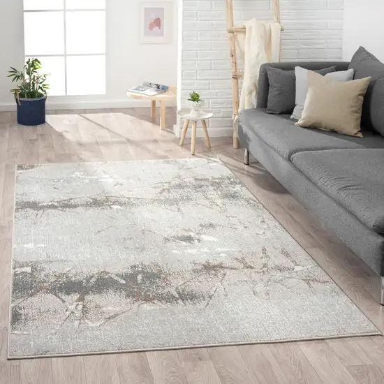 Beige Gray And Brown Abstract Area Rug Photo 6