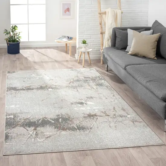 Beige Gray And Brown Abstract Stain Resistant Area Rug Photo 5