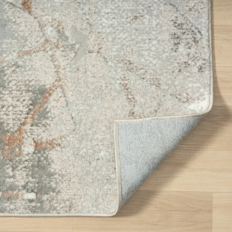 Beige Gray And Brown Abstract Stain Resistant Area Rug Photo 4