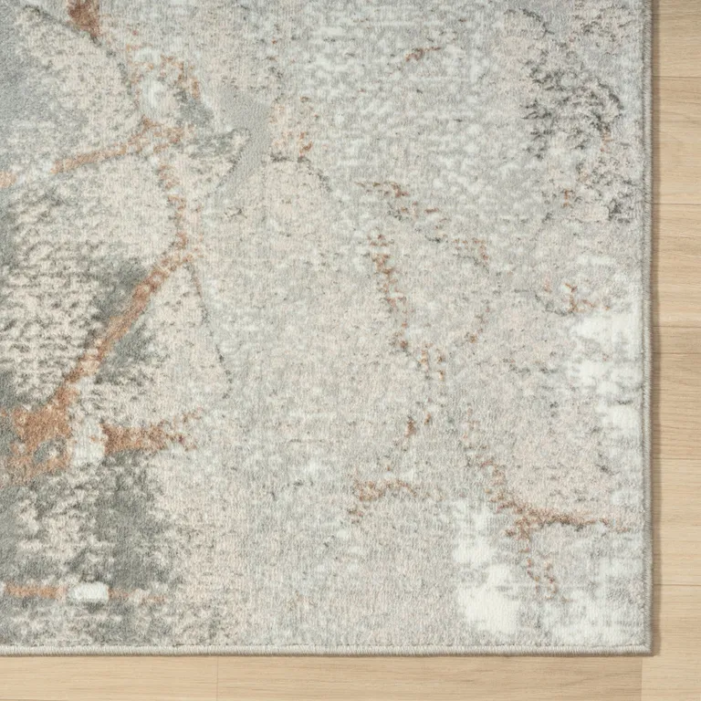 Beige Gray And Brown Abstract Stain Resistant Area Rug Photo 3